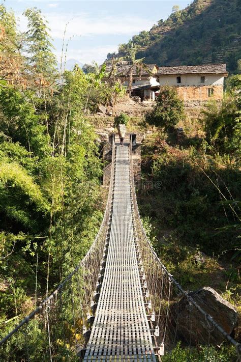 Rope Hanging Suspension Bridge in Nepal Stock Photo - Image of himalaya, lodge: 65262756