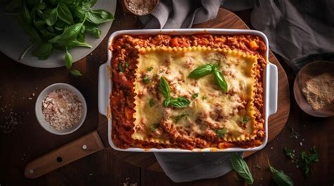 Premium Photo | Traditional lasagna made with minced beef bolognese