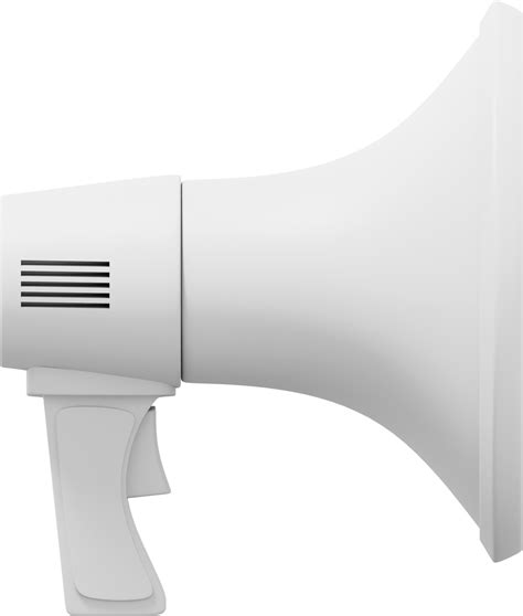 Megaphone realistic white side view. PNG icon on a transparent ...