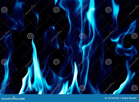 Blue Flames on a Black Background Stock Photo - Image of inferno ...