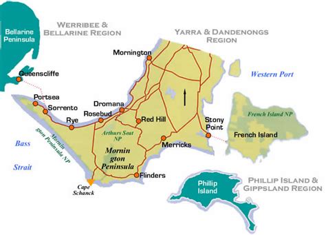 Road Maps and Region Map of Mornington Peninsula Region of Victoria, portsea, Sorrento ...