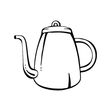 Premium Vector | Teapot black and white isolated on white background