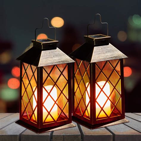 OxyLED Solar Lanterns, 2 Pack LED Solar Lights Outdoor, Hanging ...