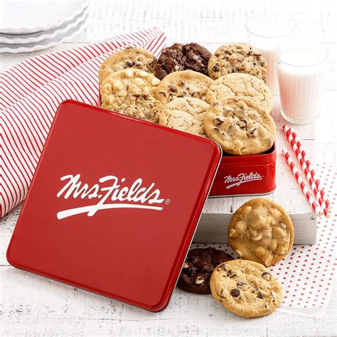 Mrs. Fields Cookies Full Dozen Signature Cookie Tin (12 Count) Includes ...