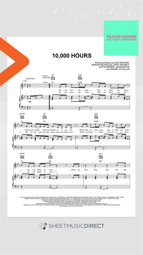 Download "10,000 Hours" Sheet Music by Dan + Shay and Justin Bieber ...