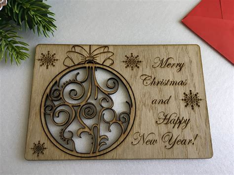 Custom Christmas Holiday Wood Cards Personalized Greeting | Etsy