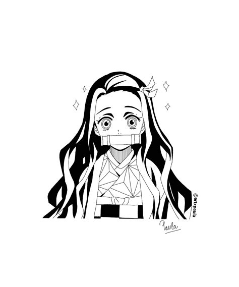 Cute Nezuko line art : r/KimetsuNoYaiba