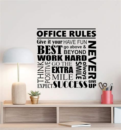 Amazon.com: Office Rules Wall Decal Motivational Poster Office Sign ...