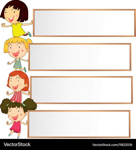 Banner design with four kids Royalty Free Vector Image