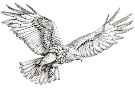 Detailed Pencil Drawing of a Soaring Eagle | Premium AI-generated image