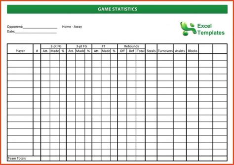 Basketball Stats Sheets Printable