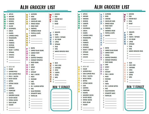 Aldi Grocery List Aldi Shopping List Shopping List Pr - vrogue.co