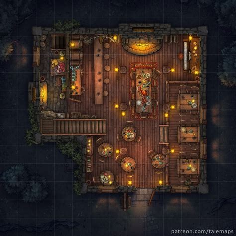 Tavern [13x13] | Patreon | Tabletop rpg maps, Fantasy map, Dungeon maps