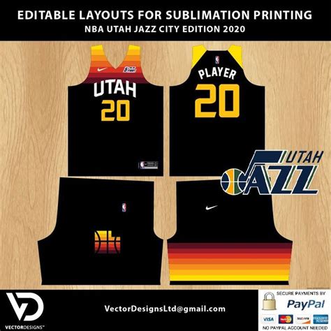 NBA Utah Jazz Basketball Jersey Layout for Full Sublimation Printing Vectores Para Sublimar ...