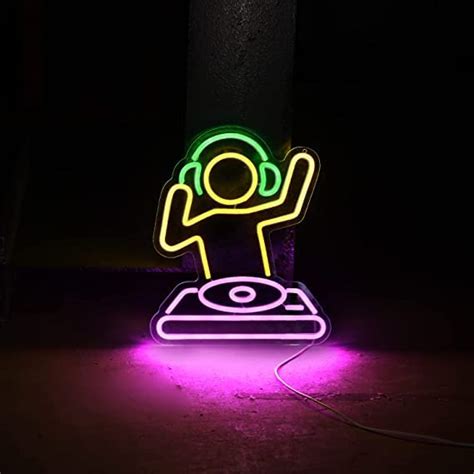 DJ player Neon Sign(10X16 INCH) for Bar USB Operated Neon Light Sign f ...