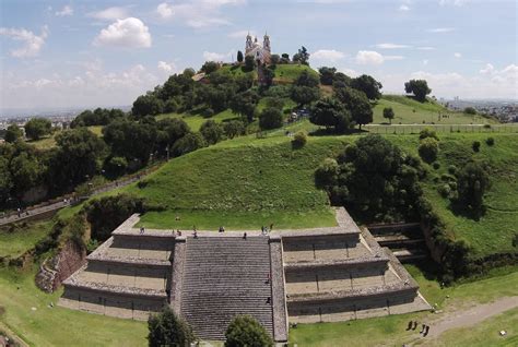 Pyramid with a church on top of it, Cholula, Mexico - Largest pyramid in the world by volume ...