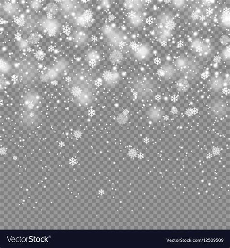 Falling snow on transparent background Royalty Free Vector