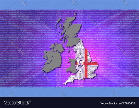 3d england digital pound symbol map of the gb Vector Image