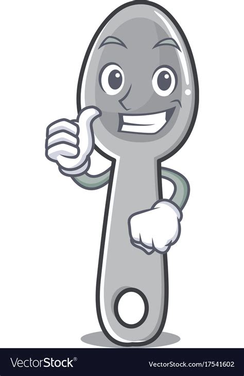 Thumbs up spoon character cartoon style Royalty Free Vector