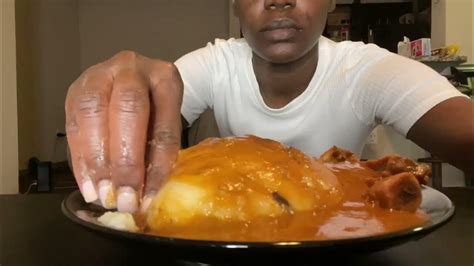 Peanut Butter Soup with Fufu | Eating Show | No Talking | African Food ...