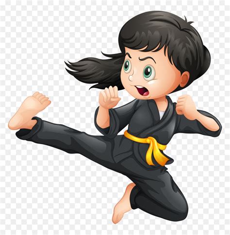 Girls Clipart Karate - Cartoon Karate, HD Png Download - vhv