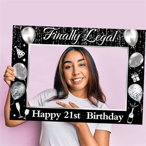 Buy Himall 21st Birthday Party Supplies Photobooth Frame Finally 21 Birthday Photo Booth Props ...