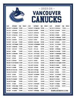 Printable 2023-2024 Vancouver Canucks Schedule