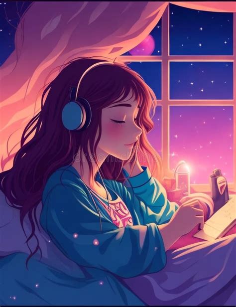 Lofi Music a Beautiful Girl Listening To Music and Sleeping on Bed ...