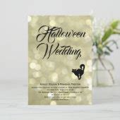 Glam Cat on Gold Halloween Wedding Invitation | Zazzle