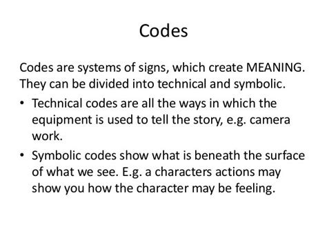 Codes and conventions