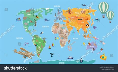 Map Of The World With Countries For Kids