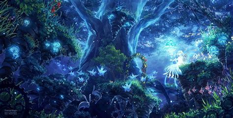 Anime Forest Night. Fantasy forest, Anime scenery, Fantasy landscape ...