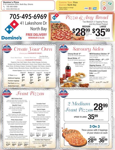 Domino's Pizza - North Bay, ON - 41 Lakeshore Dr | Canpages
