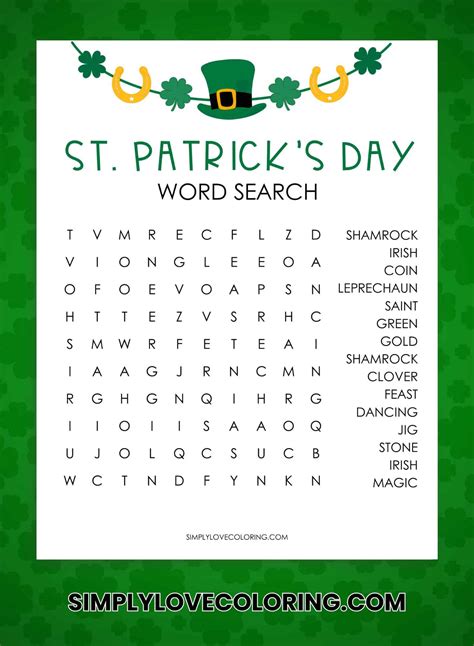 6 St. Patrick's Day Word Search Puzzles (Free PDF Printables) - Simply ...