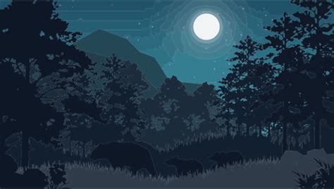 Digital night forest illustration | Public domain vectors