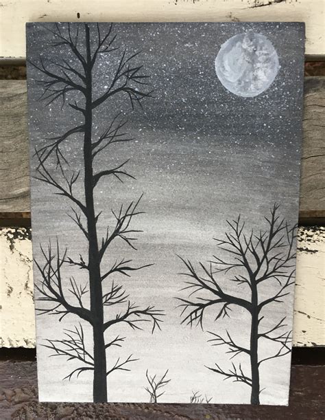 Starry forest night | Easy canvas art, Cool art drawings, Nature art ...