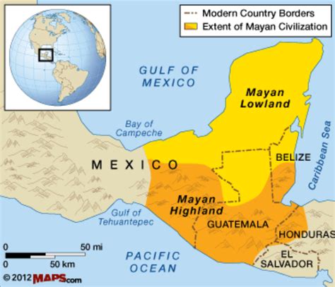 Map Of The Mayan World - Wall Of China Map