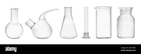 Set of laboratory glassware on white background. Banner design Stock Photo - Alamy
