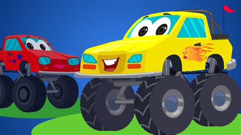 Little Red Car Rhymes - Monster Truck Songs | Rig A Jig Jig | Nursery ...