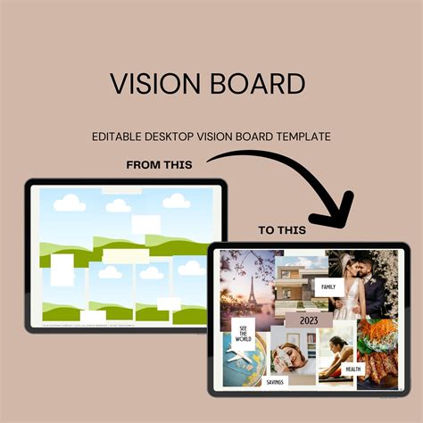 Vision Board Template INSTANT DOWNLOAD, Digital Vision Board Template Canva, Vision Board 2023 ...