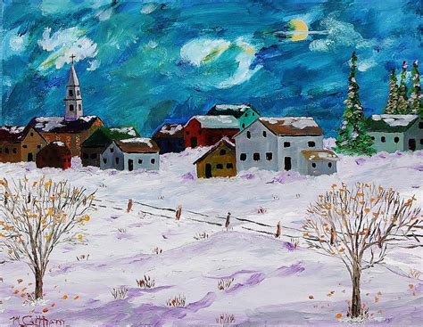 Winter Village Painting by Mike Caitham - Fine Art America