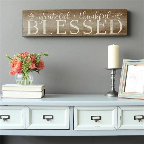 Stratton Home Decor "Grateful, Thankful, Blessed" Decorative Sign Wall Art-S09608 - The Home Depot