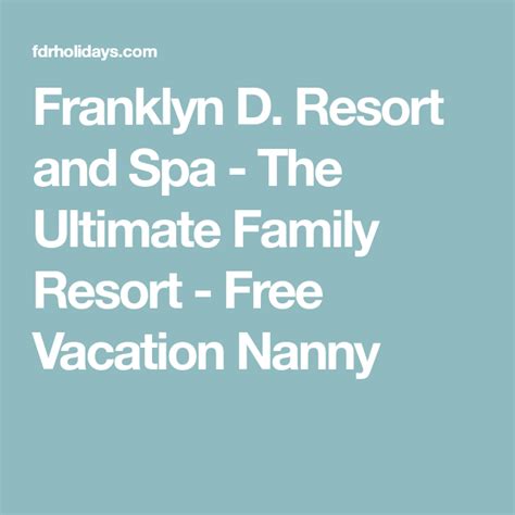 Franklyn D. Resort and Spa - The Ultimate Family Resort - Free Vacation Nanny Jamaica Resorts ...