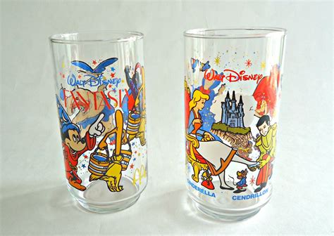 2 Vintage Walt Disney Drinking Glasses Cinderella & Fantasia Mcdonald's Promo 1980's - Etsy ...