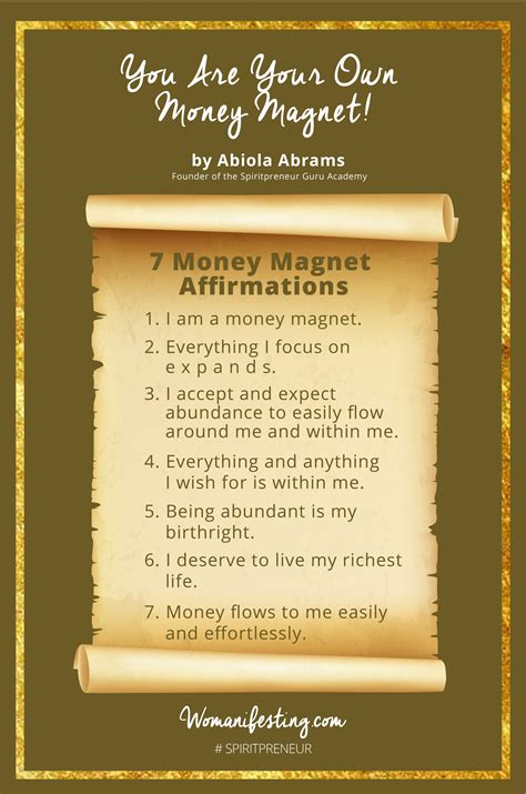 Money Magnet [Printable Inspiration] - Womanifest Your Power with Abiola: Spirit, Mindset, Success