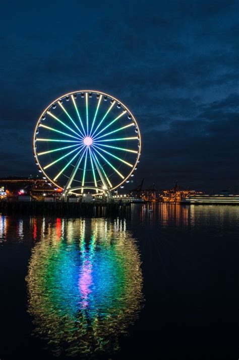 Seattle Ferris Wheel at Night. Travel Photography. Print by OneFrameS…