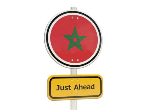 Road sign. Illustration of flag of Morocco