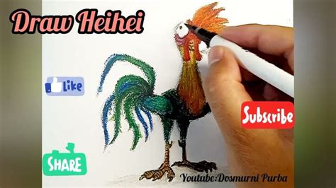 Drawing and Coloring Moana Chicken 'Heihei'.(Menggambar & Mewarnai Ayam)