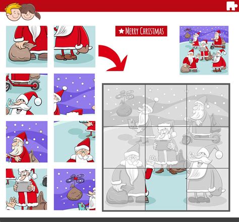 jigsaw puzzle game with Santa Clauses on Christmas time 14178270 Vector ...