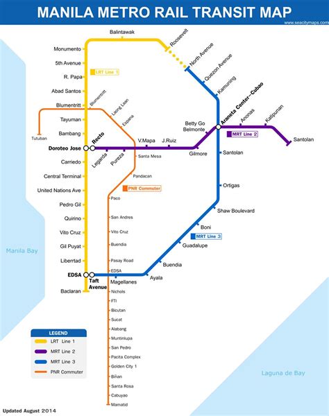 Manila metro map - Manila metro rail transit system map (Philippines)